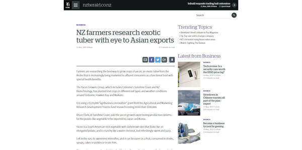 NZ Farmers Research Exotic Tuber with Eye to Asian Exports
