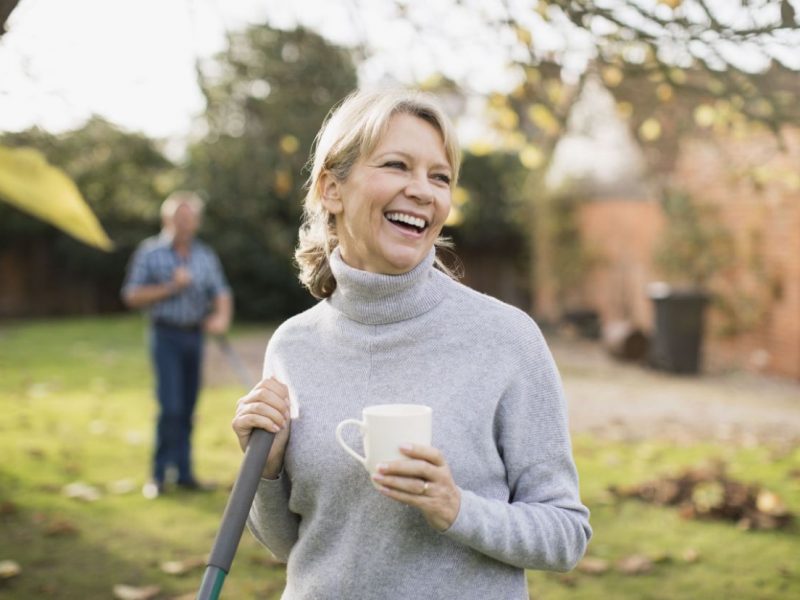 aged lady holding a mug