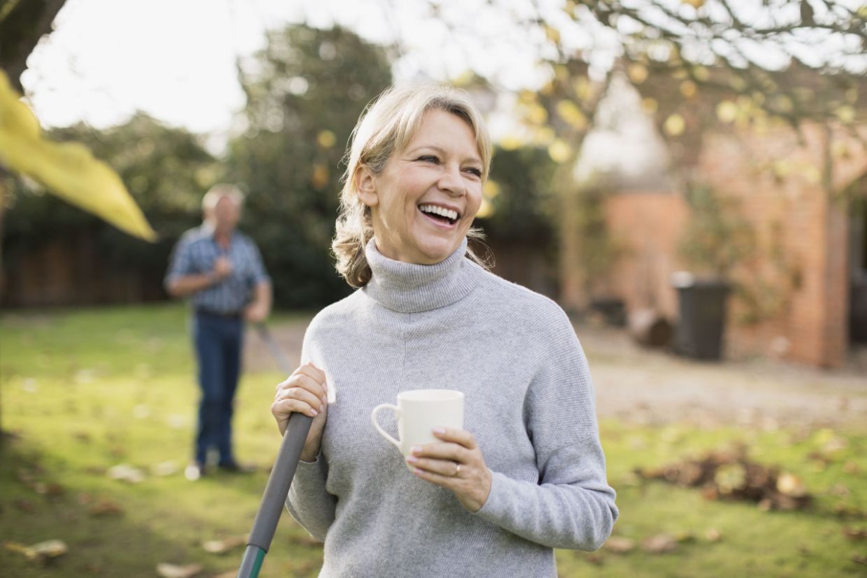 aged lady holding a mug